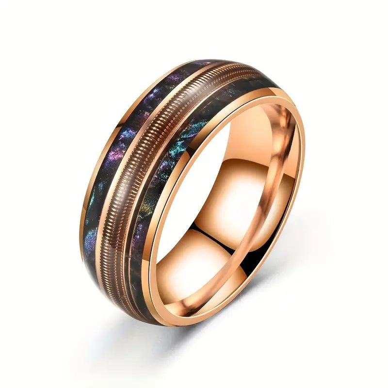 Fashion Retro Minority Spring Three-line Double Color Rose Gold Shell Ring