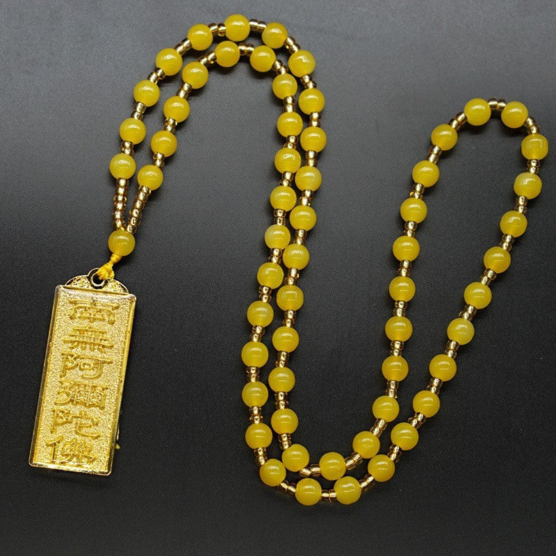 Crystal Amitabha Double-sided Amulet Colorfast Binding Necklaces