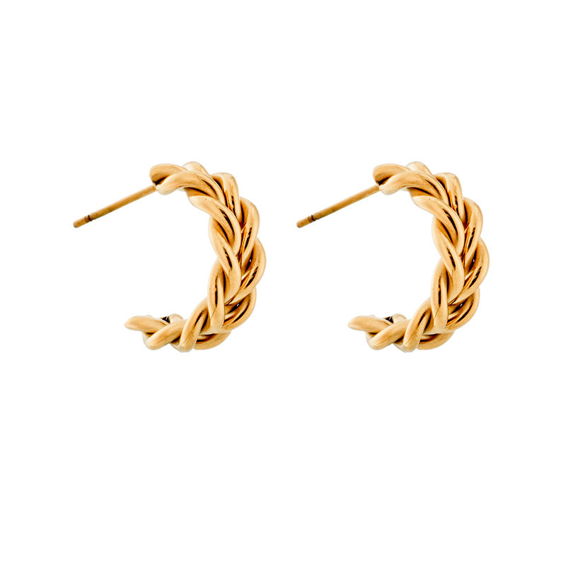 High-grade Cold Geometric Twist Ornament Metal Earrings