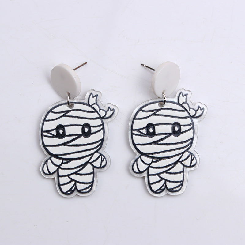 Fashion Skull Spider Web Ghost Mummy Earrings