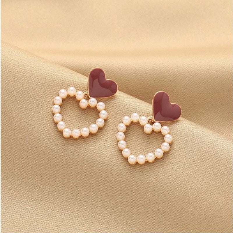 Women's Sier Needle Korean Style French Temperamental Pearl Earrings