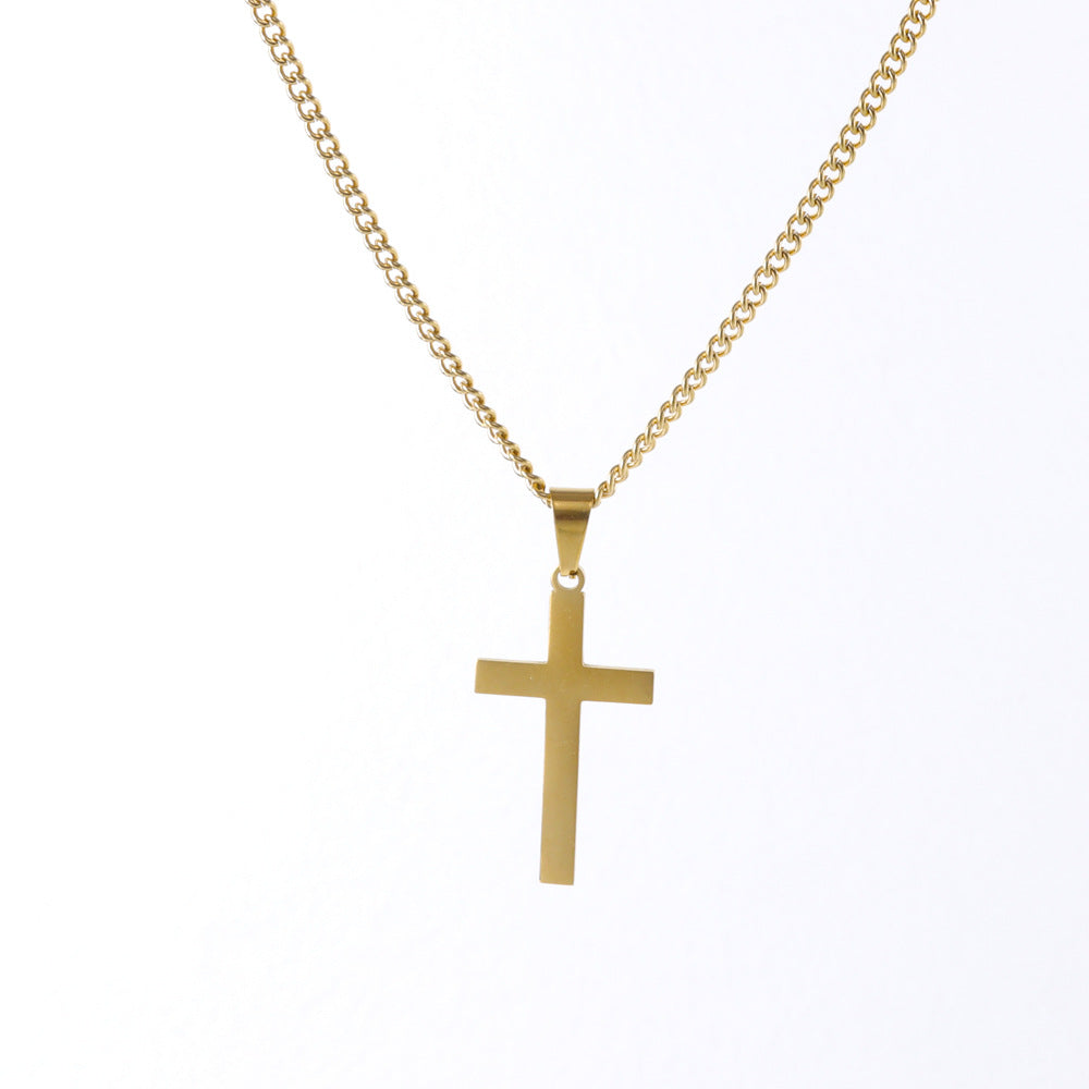 Men's Chain Cross Simple Stylish Glossy Couple Necklaces