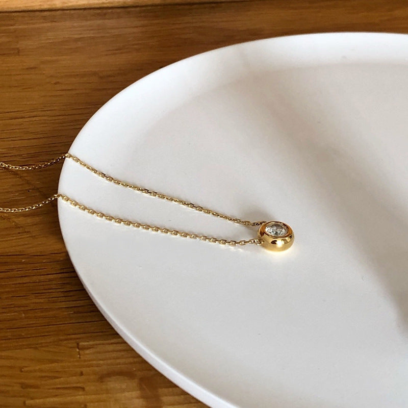 Women's Sterling Sier Solitaire Bubble Gold-plated Collarbone Necklaces