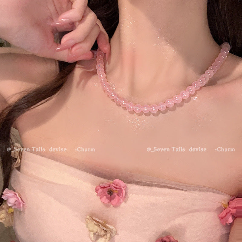 French Natural Cherry Blossom Pink Pearl High-grade Stackable Necklaces
