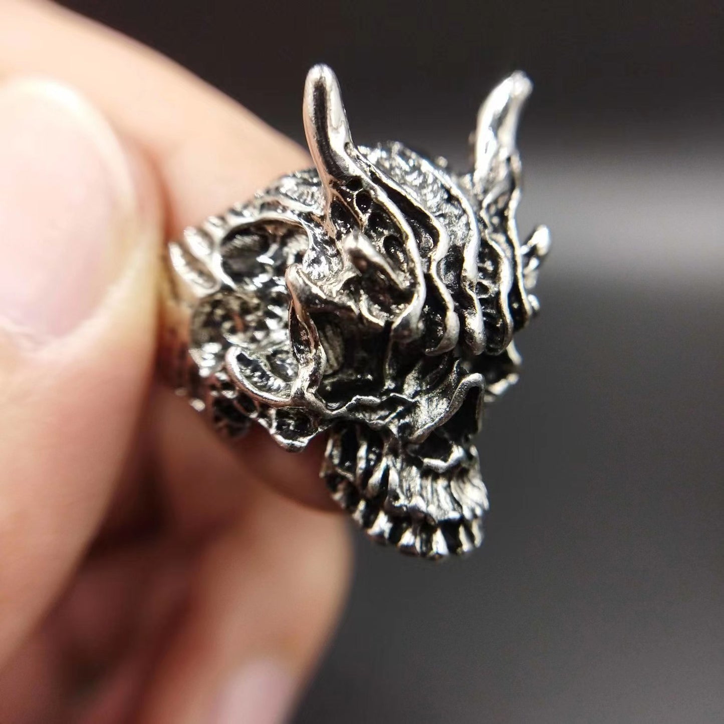 Men's Personality Hipster Fashion Domineering Hip Hop Black Warrior Prajna Mask Rings