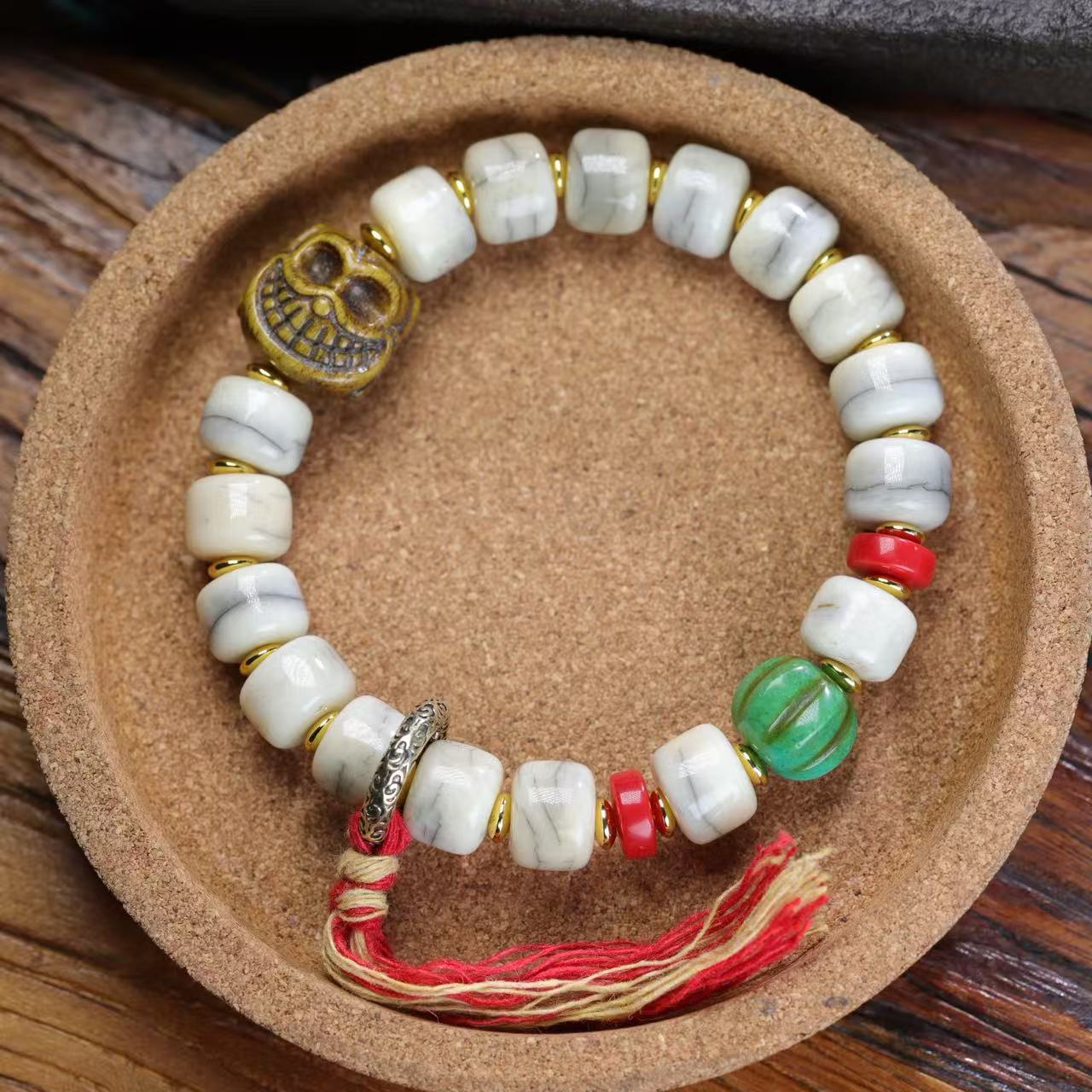 Women's & Men's Tibet Yak Bone Ethnic Style Turquoise Bracelet