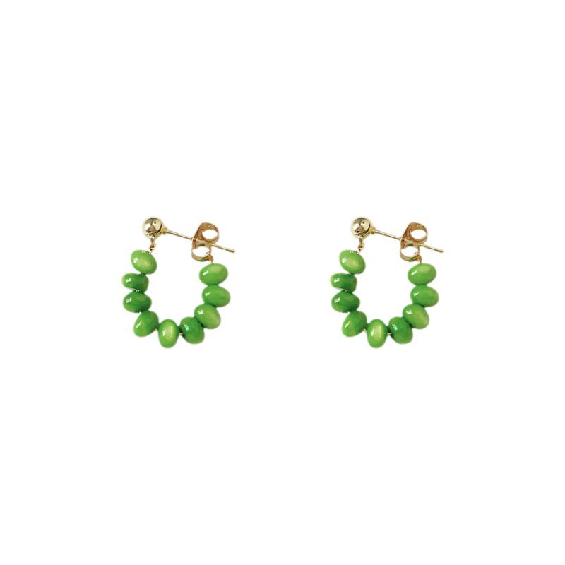Women's Shell Beaded For Design Handmade White Stud Earrings