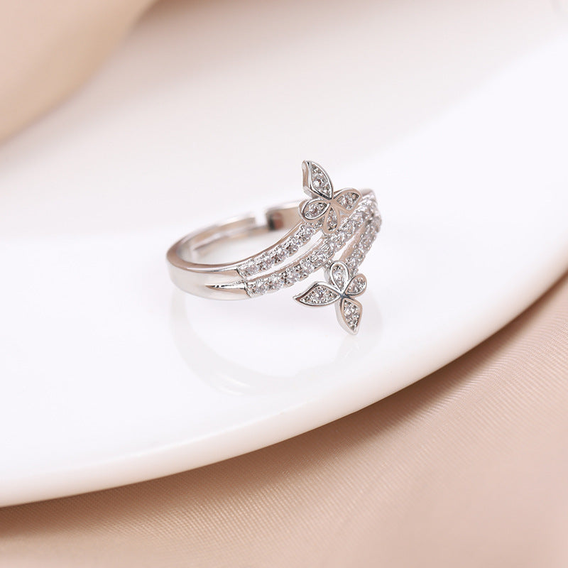 Design Double Butterfly Inlaid Zircon Fashion Personalized Ring