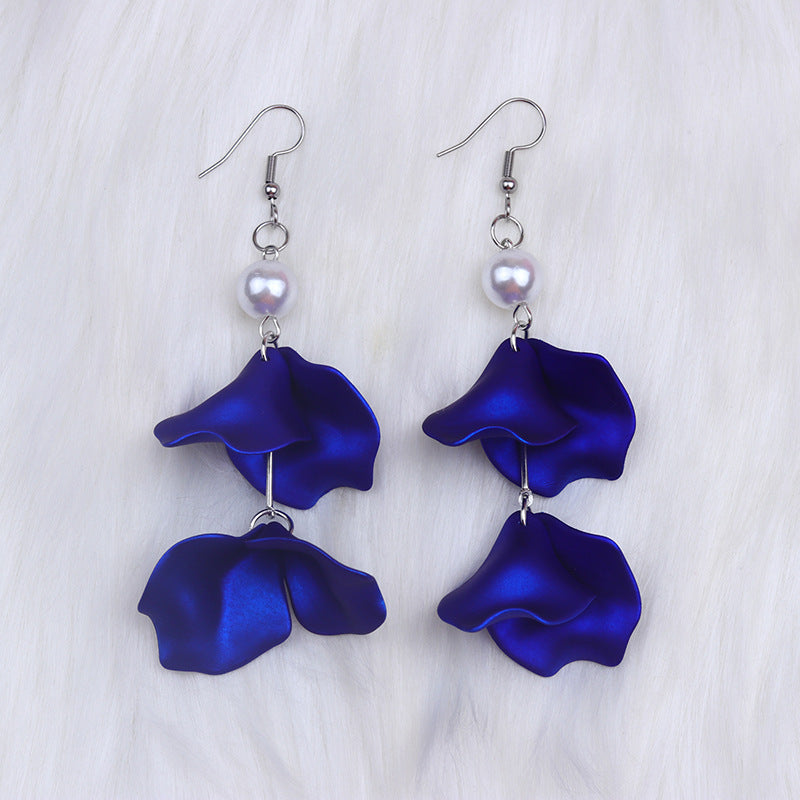 Women's Bohemian Style Pearl Petal Long Acrylic Earrings
