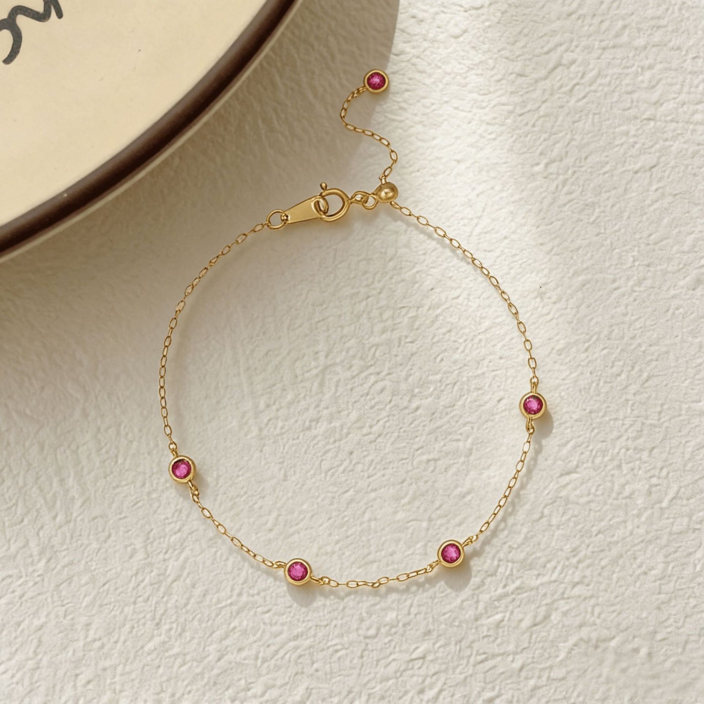Women's Sterling Sier Ruby Bubble Diamond Light Luxury Fashion Simple Bracelet