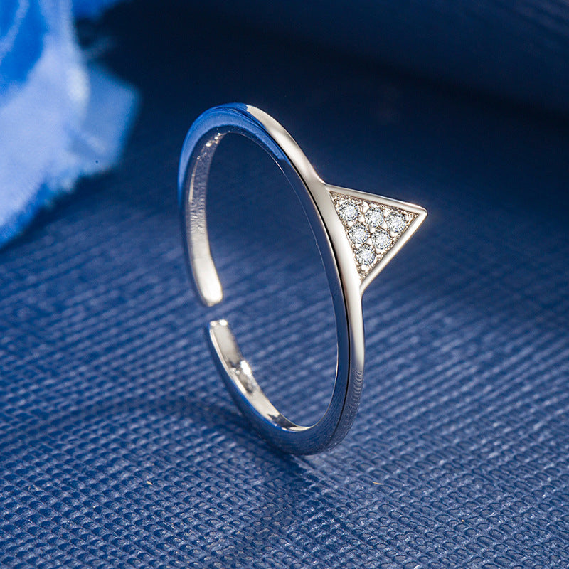 Ornament Triangle Zircon With Diamond Opening Rings