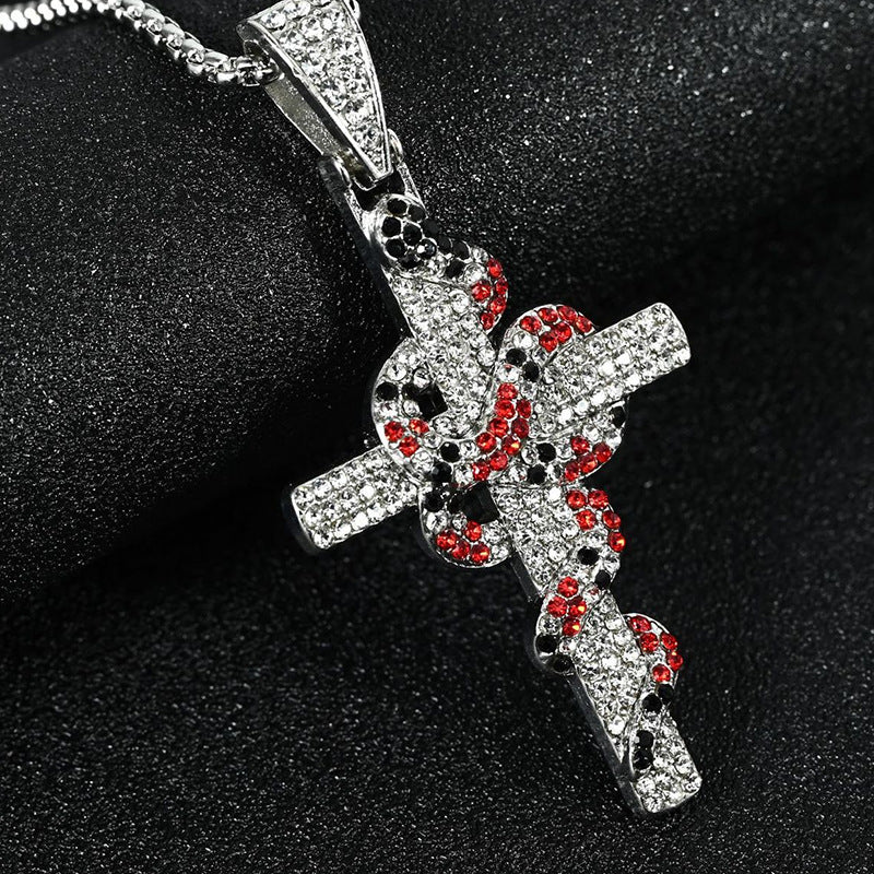 Men's Snake Cross Titanium Steel Couple Retro Personalized Hip Hop Necklace