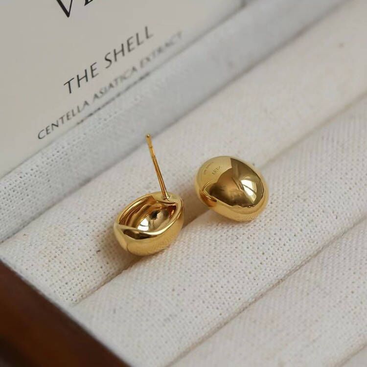 Women's Plated Sier Needle Bean Metal Trendy Earrings