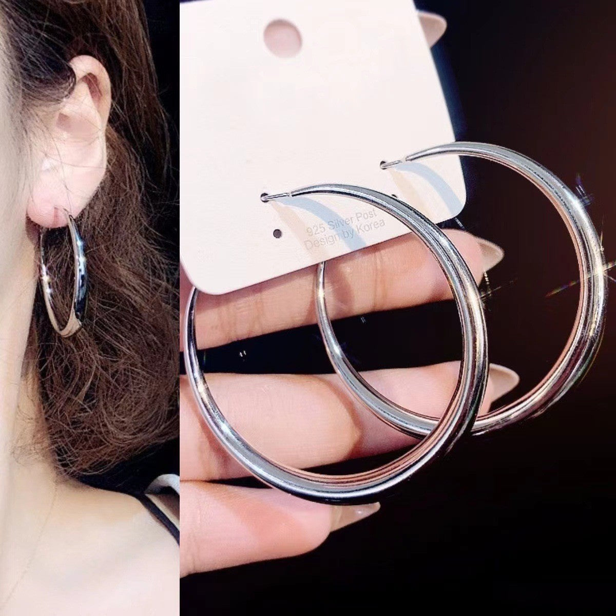 High-grade Thick Metal Circles Large Personality Earrings