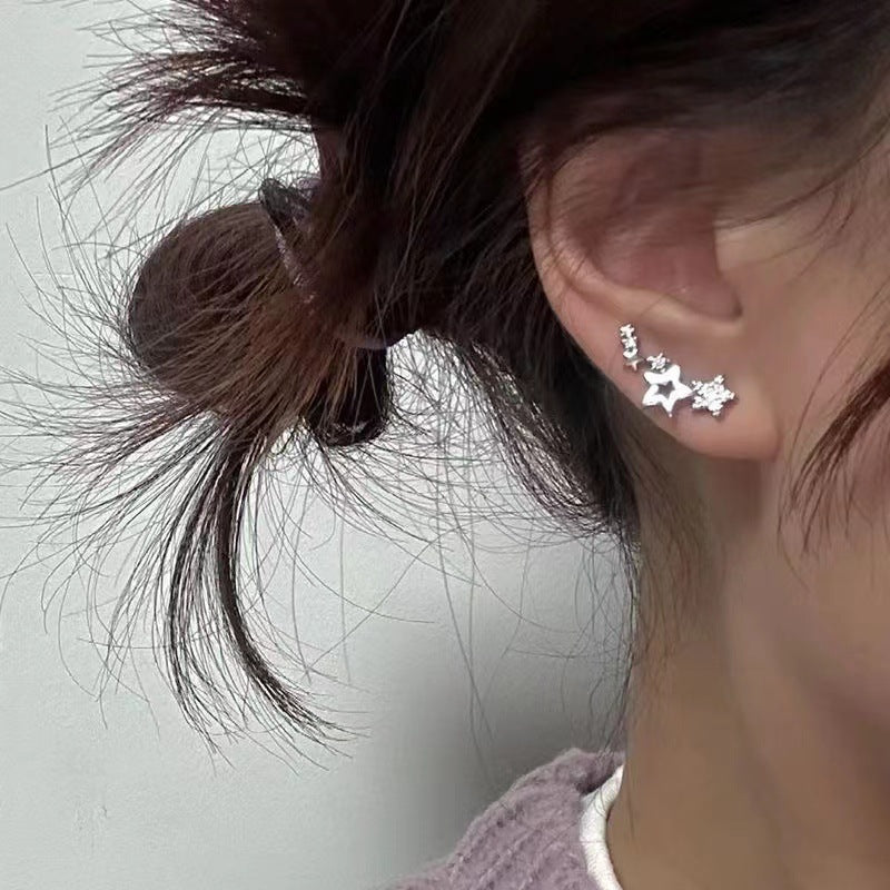 Women's Geometric Stars For Refined Rhinestone Pentagram Stud Earrings