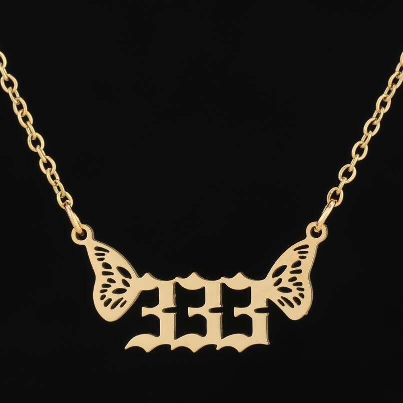 Stainless Steel Gold Plated Angel Digital Necklaces