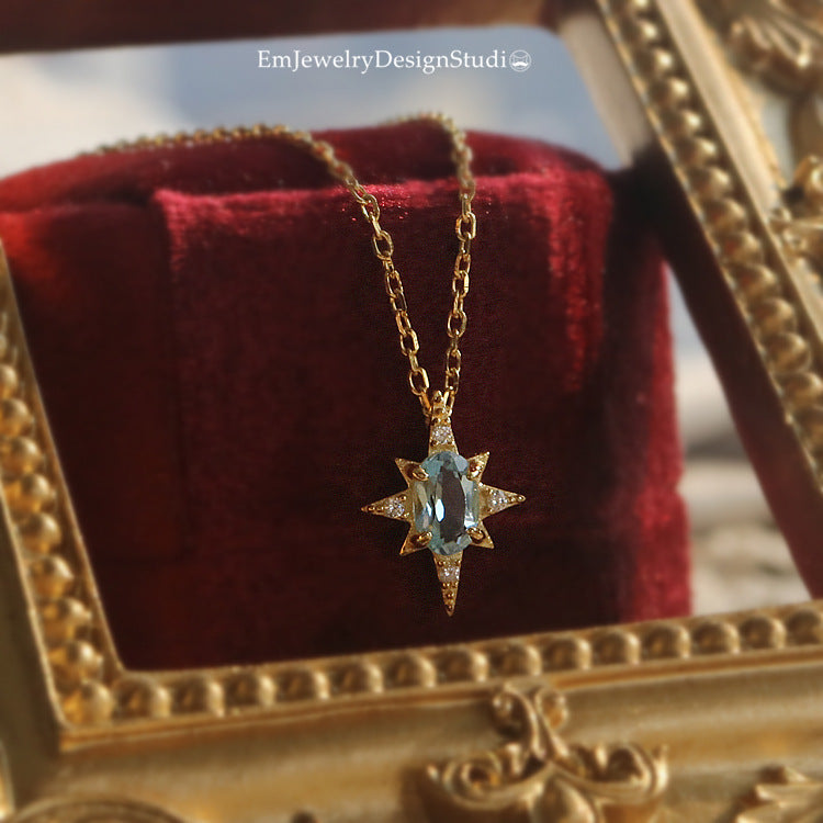 Entire Sterling Sier Gold-plated Mini Style Simple Sky Blue Necklaces