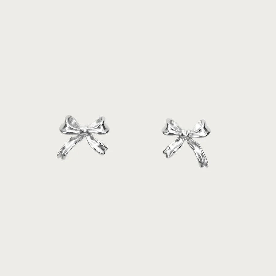 Niche Bow Zircon Stainless Steel Gold Stud Earrings