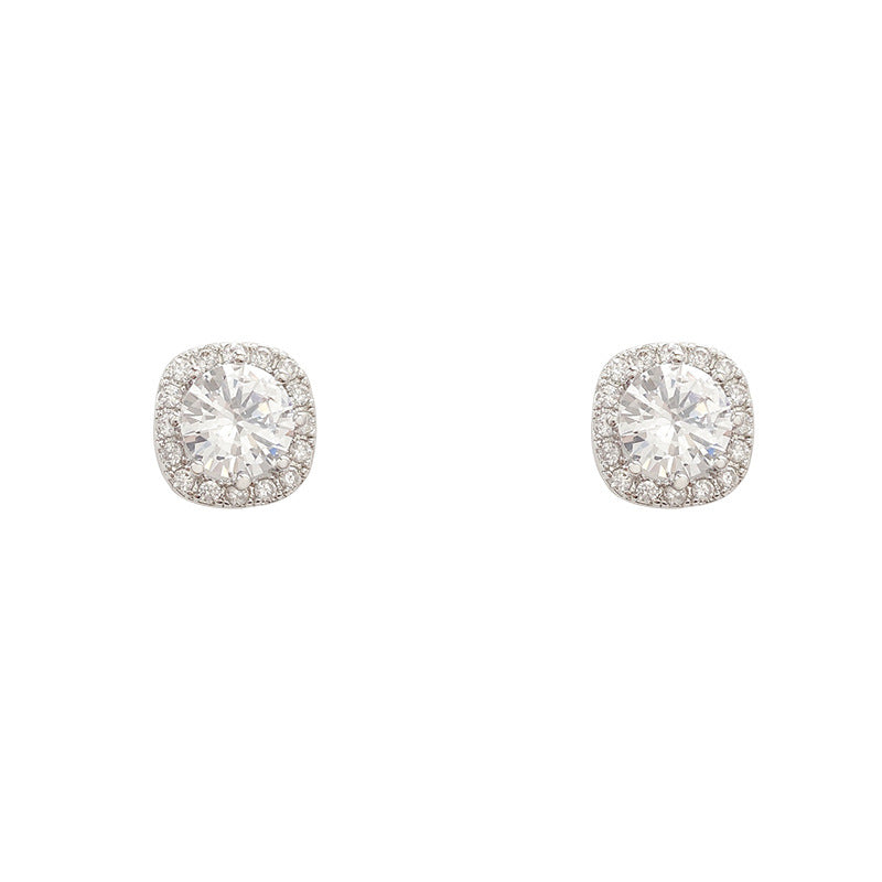 Women's Sier Needle Micro Inlaid Zircon Light Luxury Super Flash High-grade Earrings