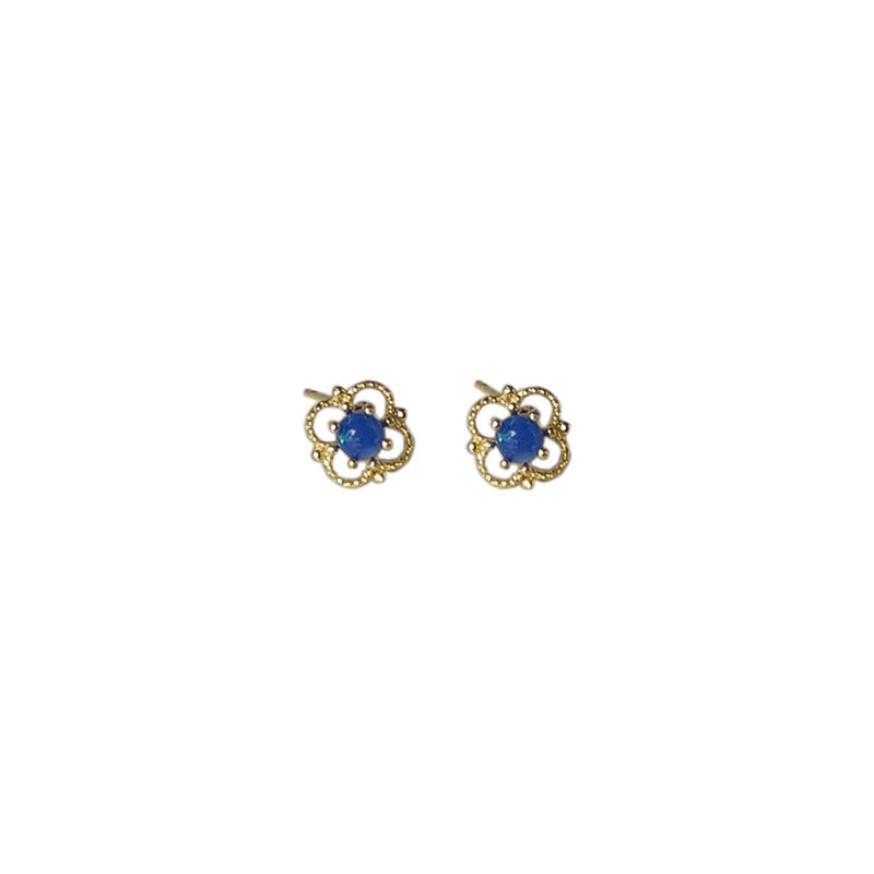 Women's Sier Needle Plated Simple Small Ear Square Earrings