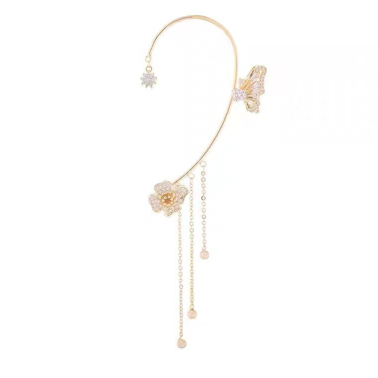 Women's Simple Fashion Shining Diamond Butterfly Flower Earrings
