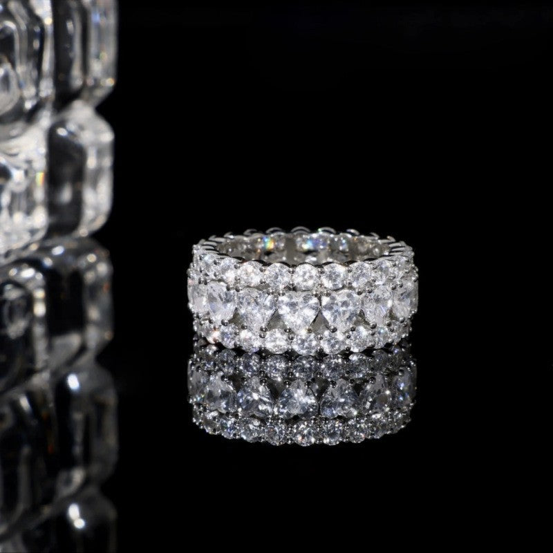 Diamond Super Flash Zircon Open Design Sense Niche High Class Ring