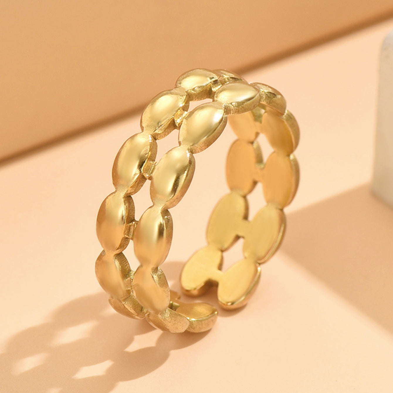 French Retro Double Row Oval Adjustable Rings