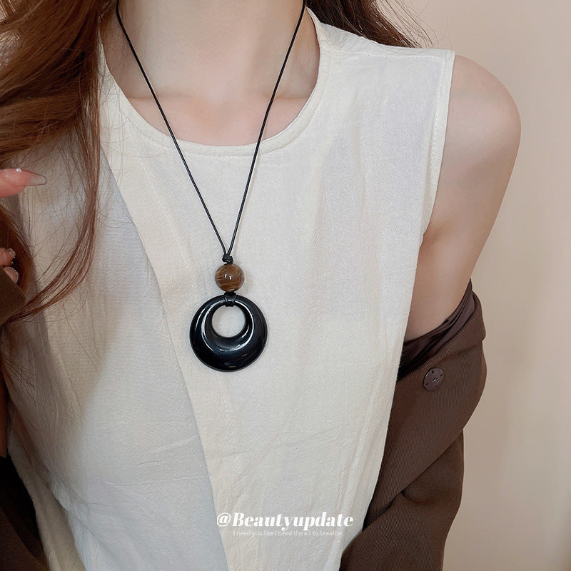 Ethnic Style Artificial Leather Beaded Niche Design Clavicle Chain Necklaces