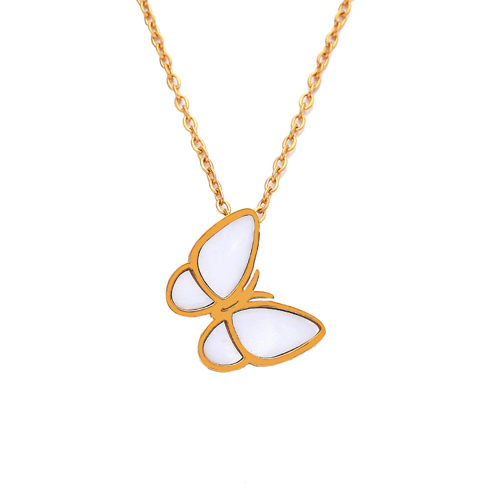 Butterfly Sweater Chain High-grade Versatile White Necklaces