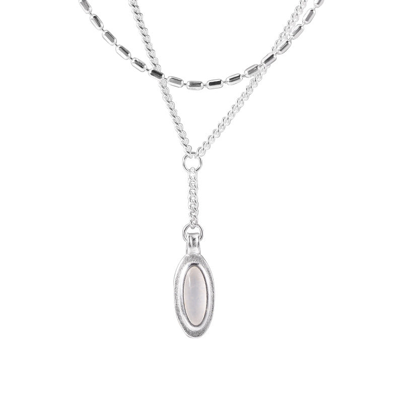 Oval Black Agate Chain Female Dong Necklaces