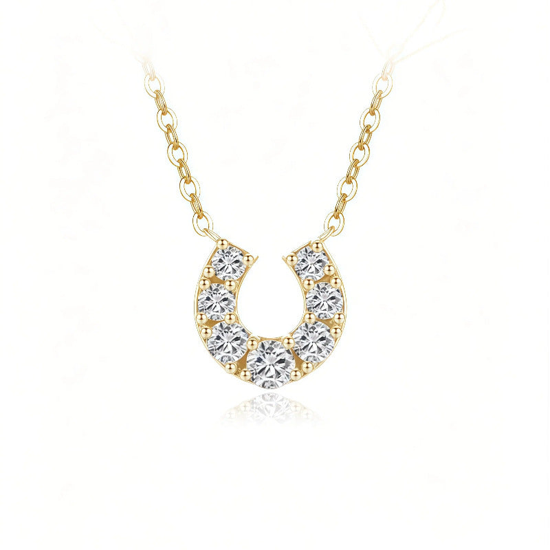 Women's Gold-plated Full Diamond U-shaped Horseshoe Life Light Luxury High-grade Simple Necklace