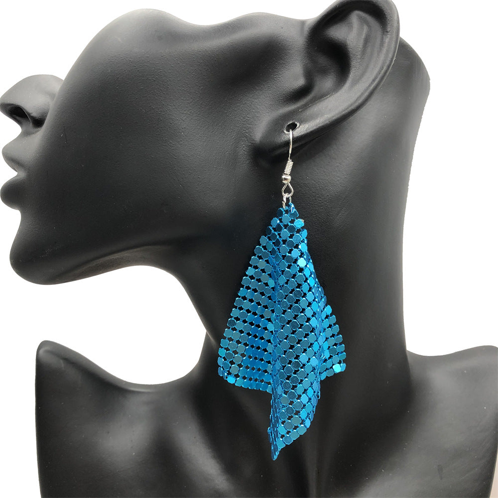 Large Mesh Plate Fashion Square Variable Earrings