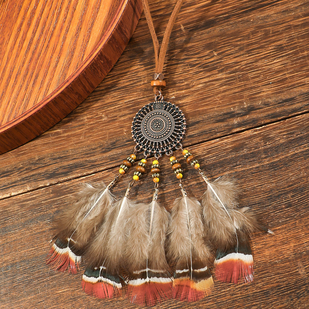 Sweater Chain Hand-woven Feather Scenic Spot Necklaces