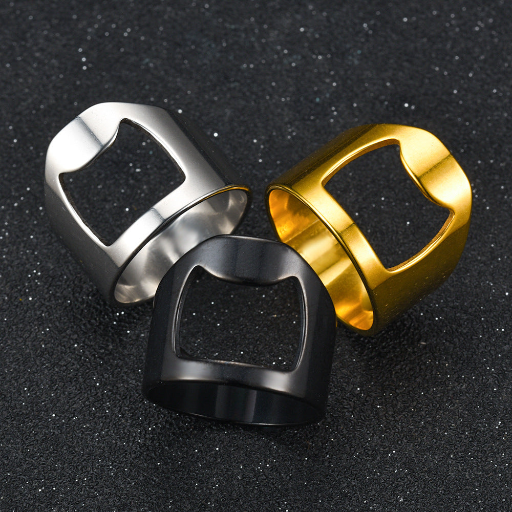 Men's Ornament Titanium Steel Open Beer Bottle Rings