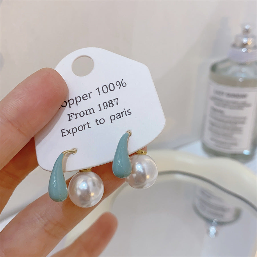 Gold-plated Fashion Blue Color Collection Enamel Earrings