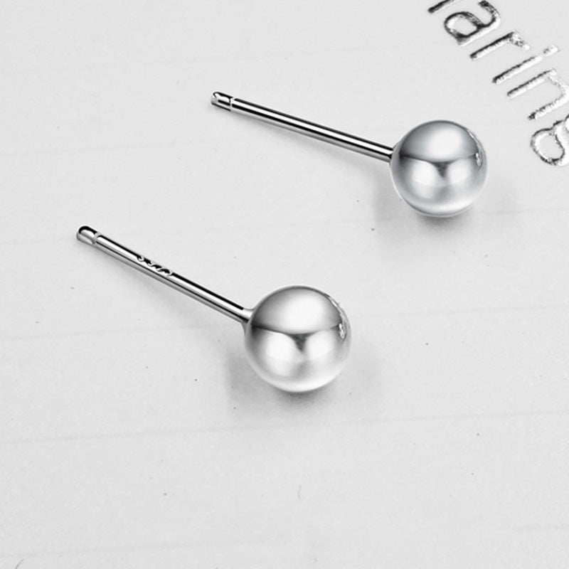 Glossy Sterling Sier Bean-shaped Needle Small Rings