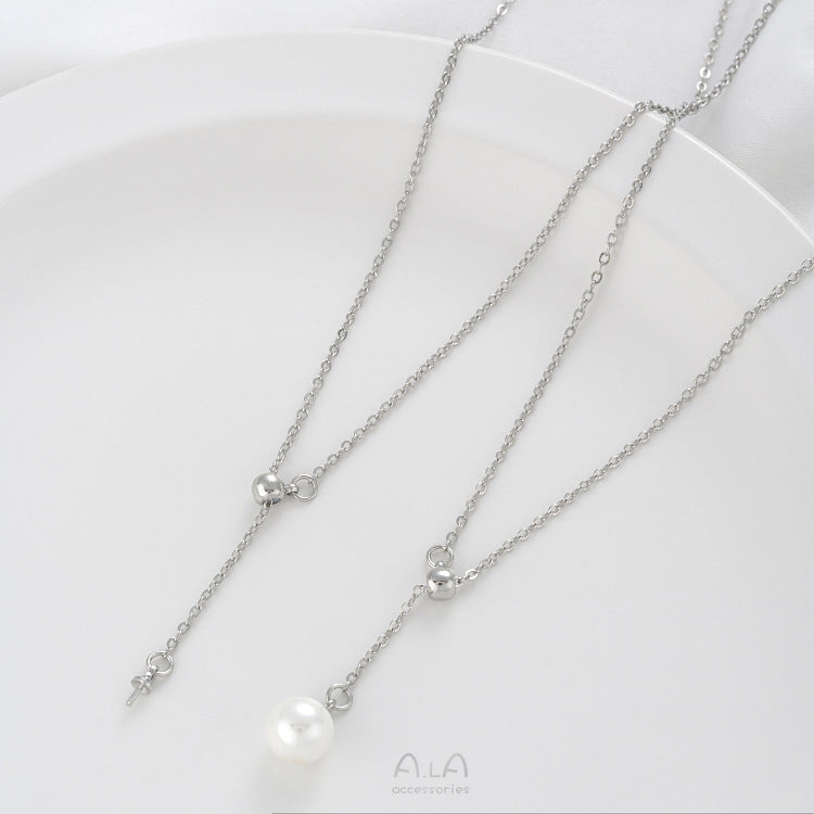 Protection With Plastic Beads Adjustable Y-shaped Pearl Empty Holder Clavicle Necklaces