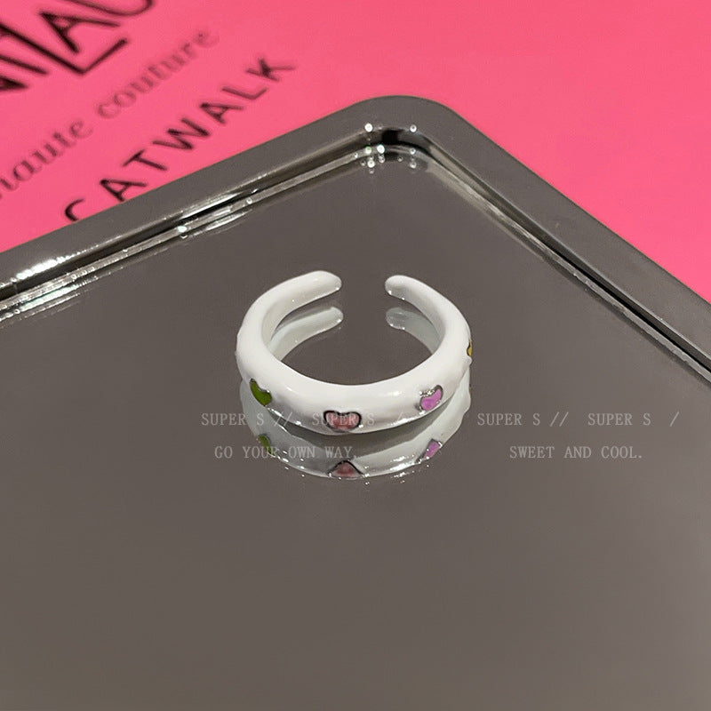 Pink Cute Strawberry Saturn Stylish Opening Rings