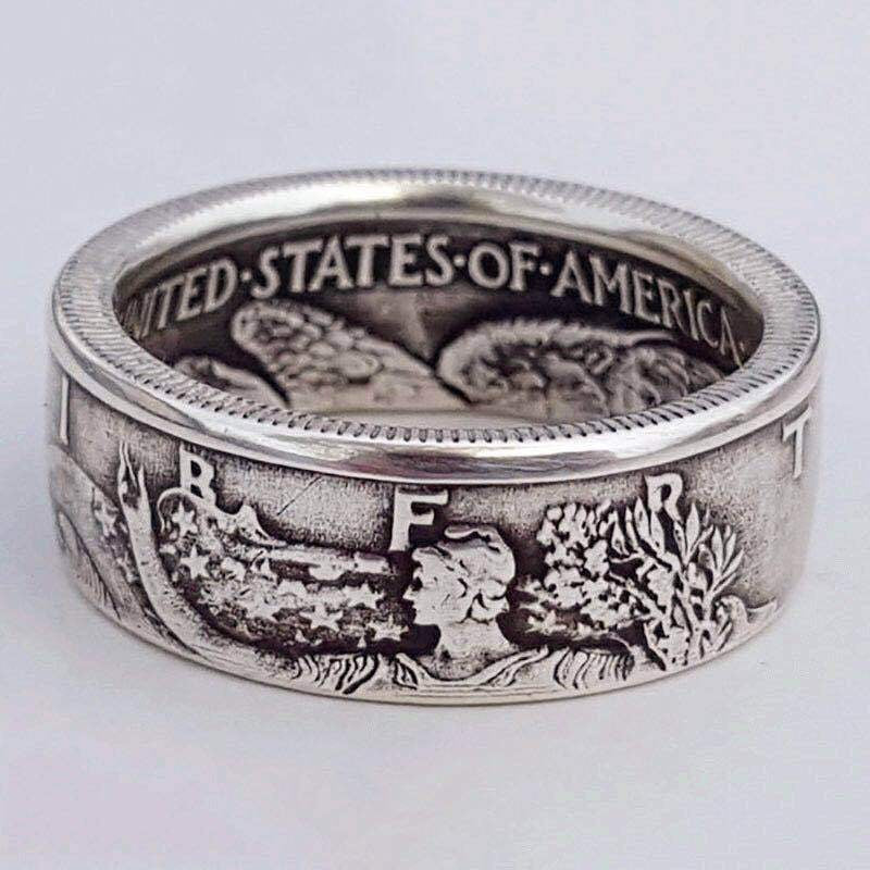 Brocade Antique Coin Morgan Dollar Carved Rings