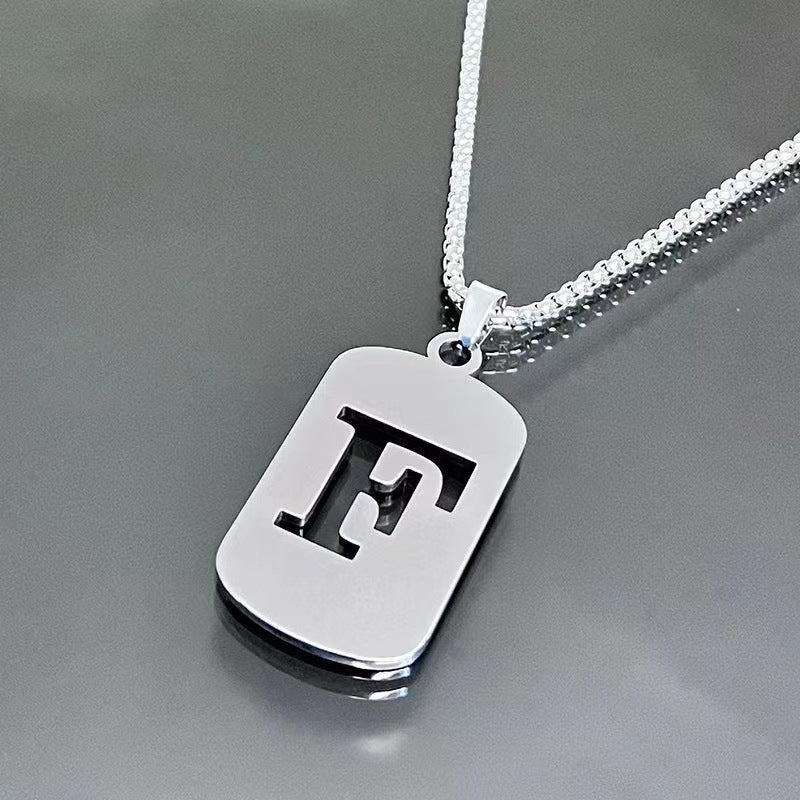 English Letter Titanium Steel Male Female Couple Clothing Necklaces