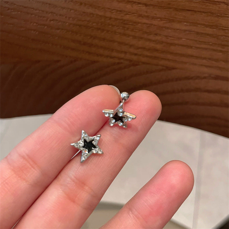 Zircon Five-pointed Star Spiral Temperament Entry Earrings