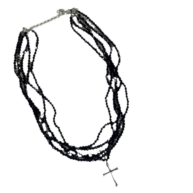 Light Luxury Exquisite Red Beaded Cross Female Sweet Cool Necklaces
