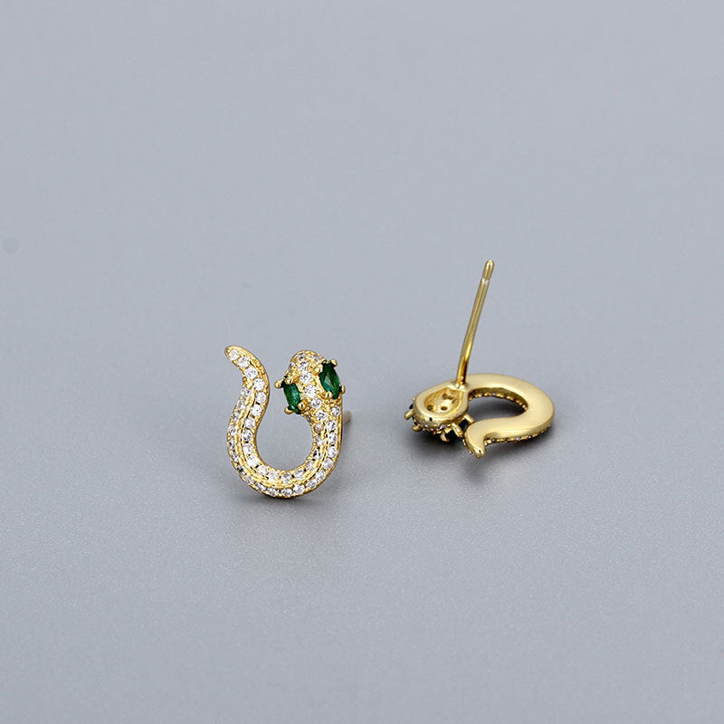 Women's Sterling Sier Snake-shaped High-grade Fashionable Elegant Style Special Earrings