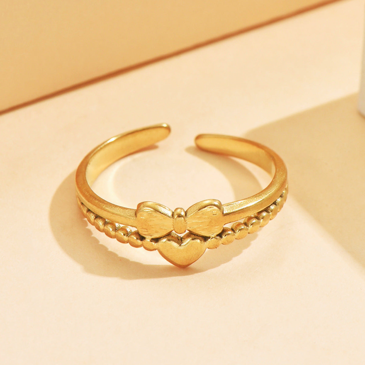 Sweet College Style Bow Twin Cute Ring