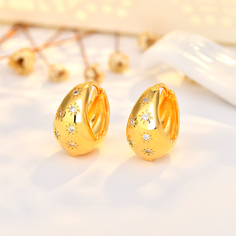 Women's Style Advanced Sensitive Surface Water Drop Ear Clip Rings
