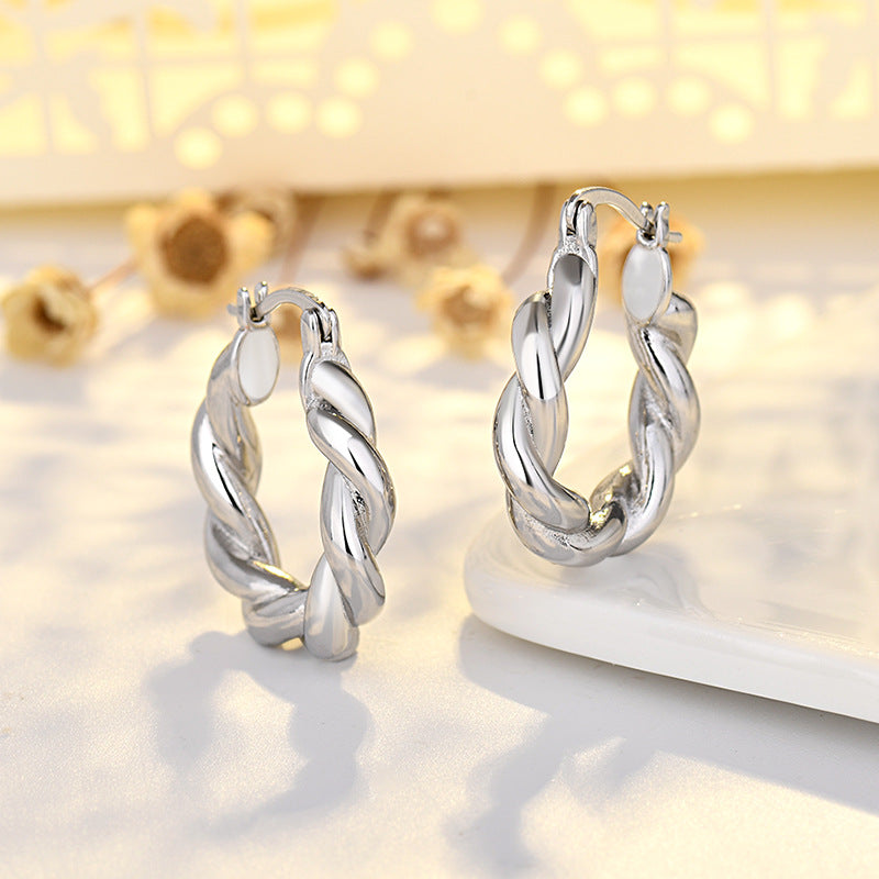 Plated Real Gold Color Retaining Twist Woven Earrings