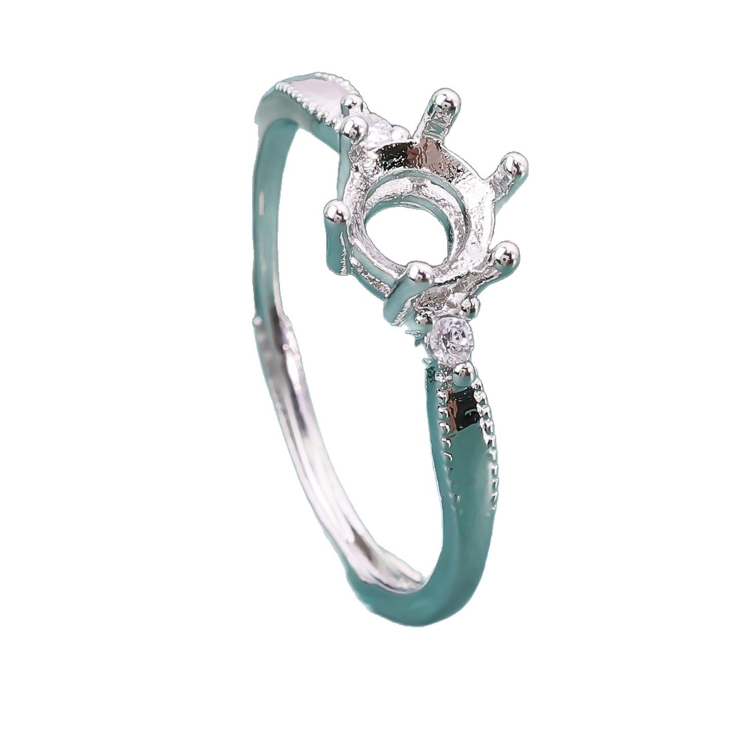 Pointed Bottom Chinese Diamond Holder Live Ring