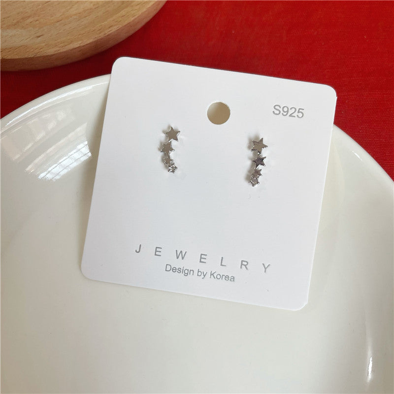 Women's Sier Needle Star Ear Simple Temperament Rings