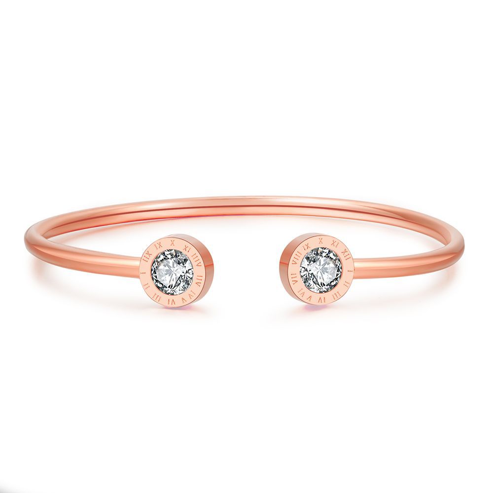 Men's Fashion Simple Titanium Steel Gold Plated Shaped Open Bracelets