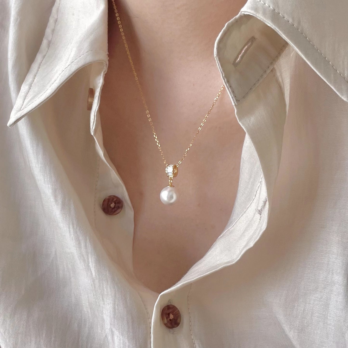 Style Sterling Sier Pearl Accessories Simple Round Necklaces